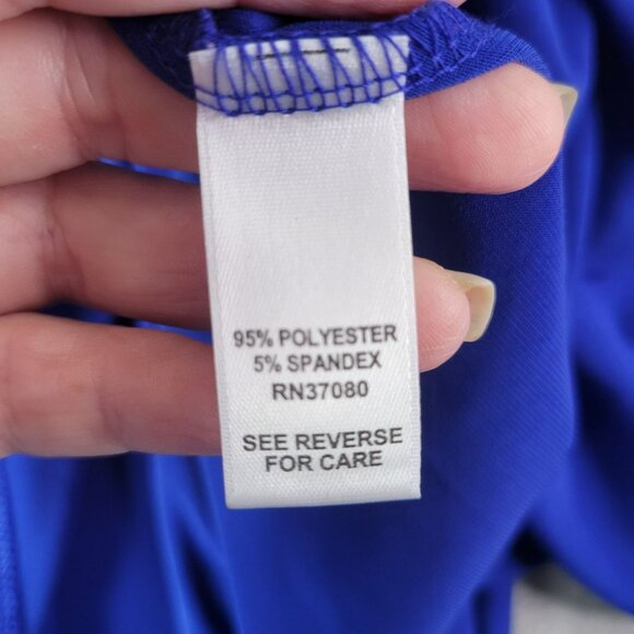 Cato Women M Royal Blue SharkBite Hem Draped  Batwing sleeve Tunic Top‎ Keyhole - Picture 8 of 9